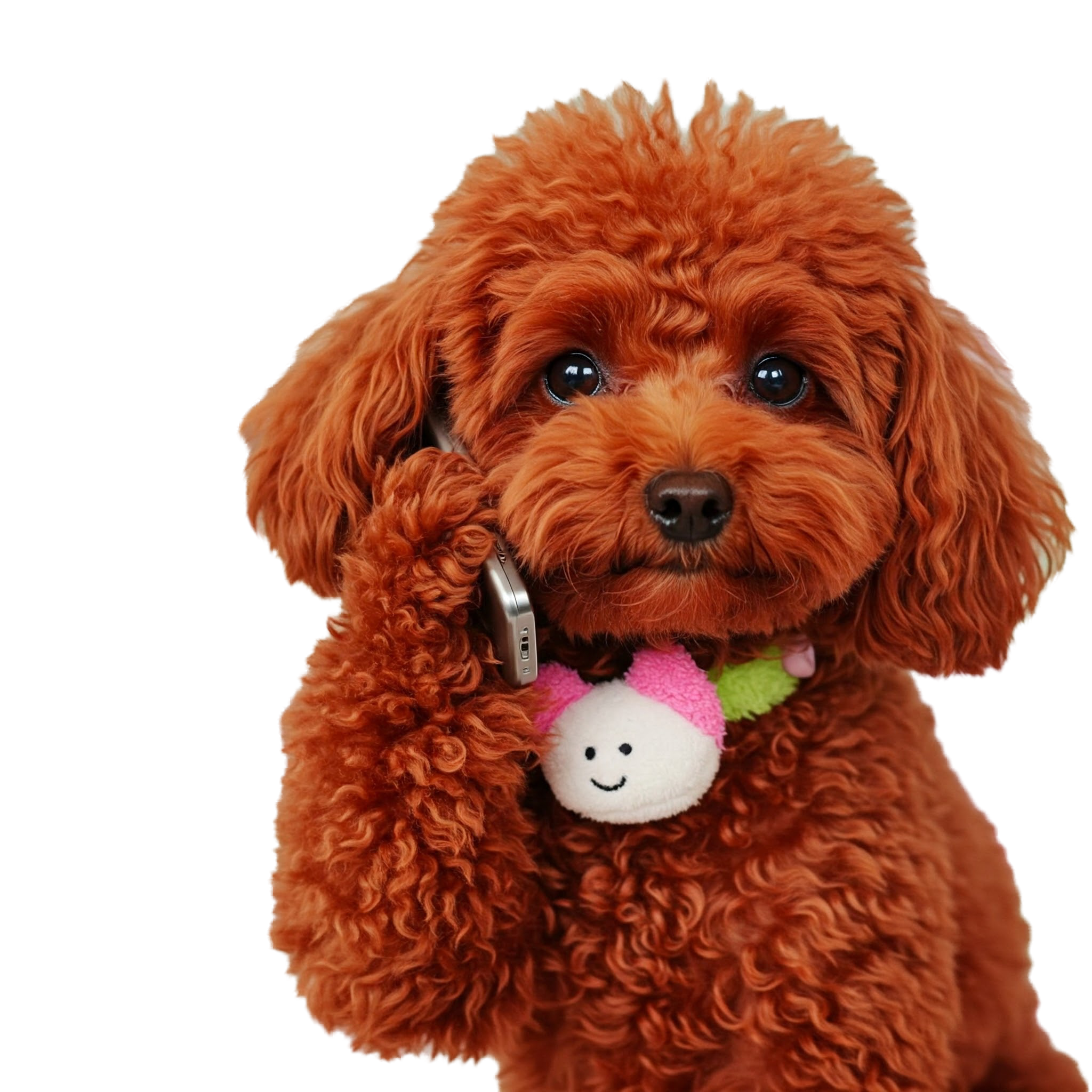 Poodle on the phone - foreground